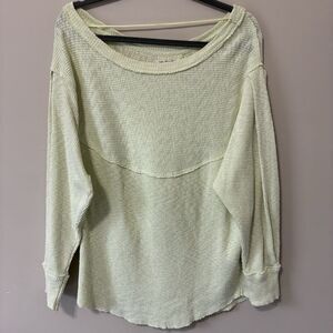 Free People OG Thermal Pullover Slouchy Oversized Long Sleeves Light Green Small